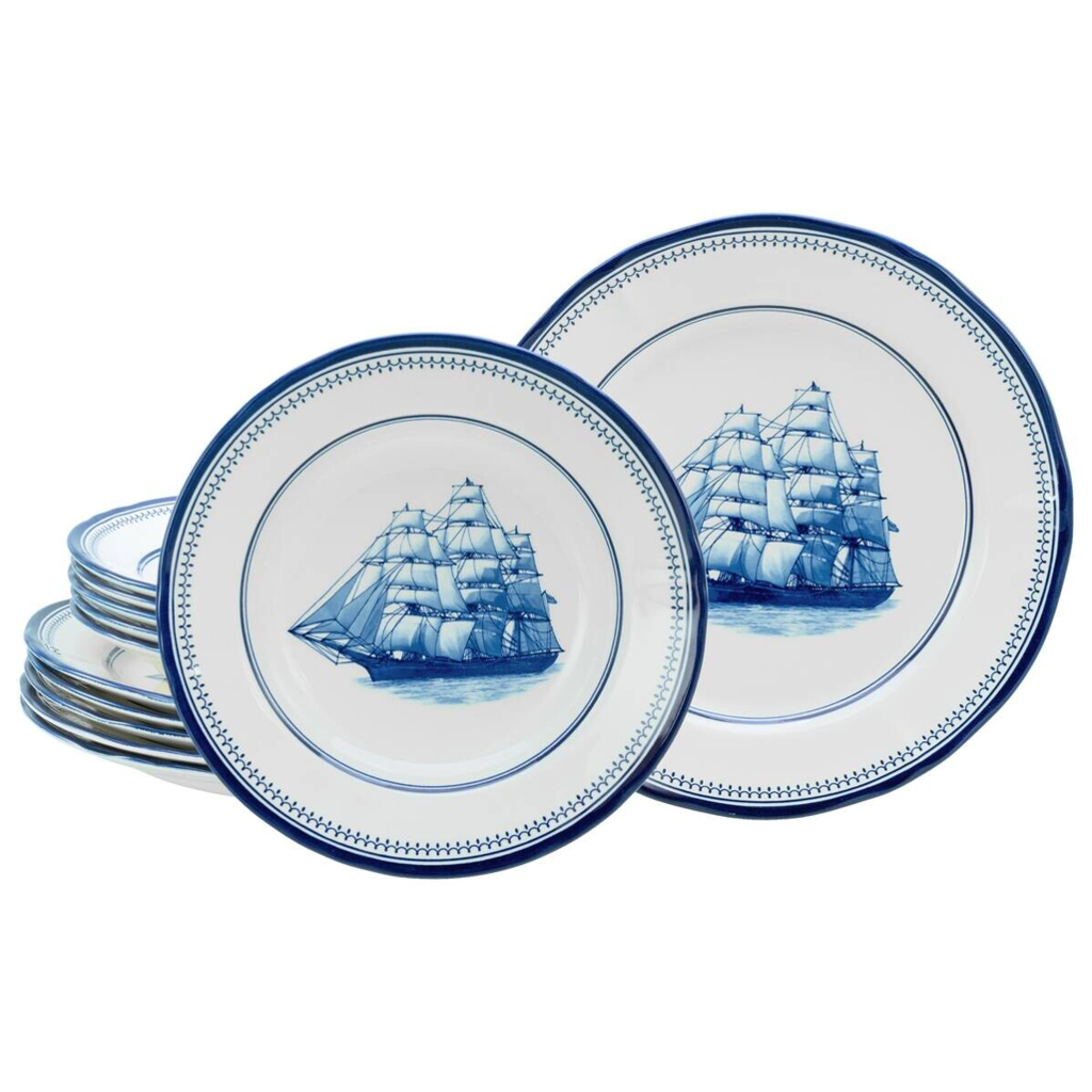 CreaTable Tafelservice Segelschiff blau Steingut 12 tlg.