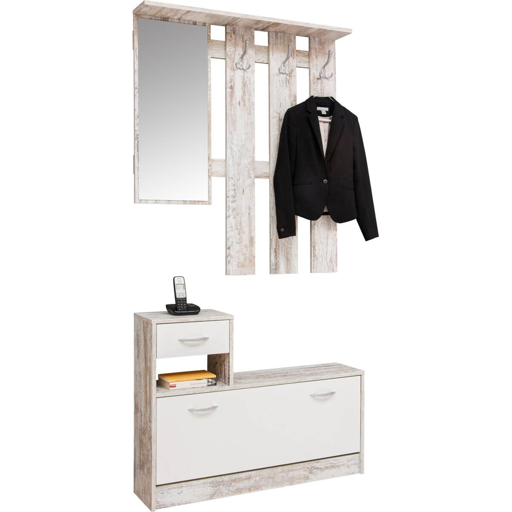 Garderobe Rudolf Eiche Vintage Optik weiß B/H/T: ca. 100x180x25 cm