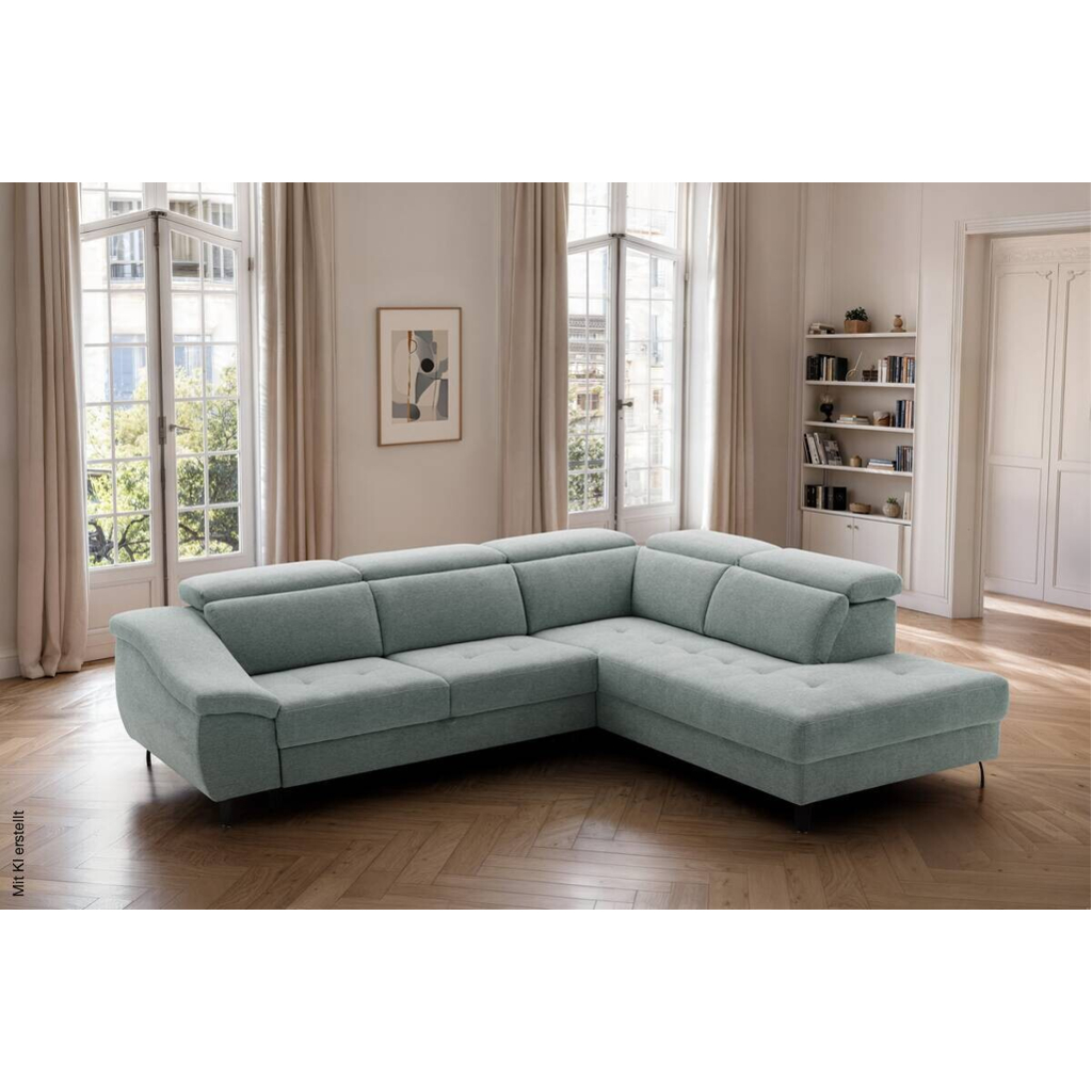 Ecksofa mit Bettfunktion eisblau Flachgewebe B/H/T: ca. 280x96x238 cm