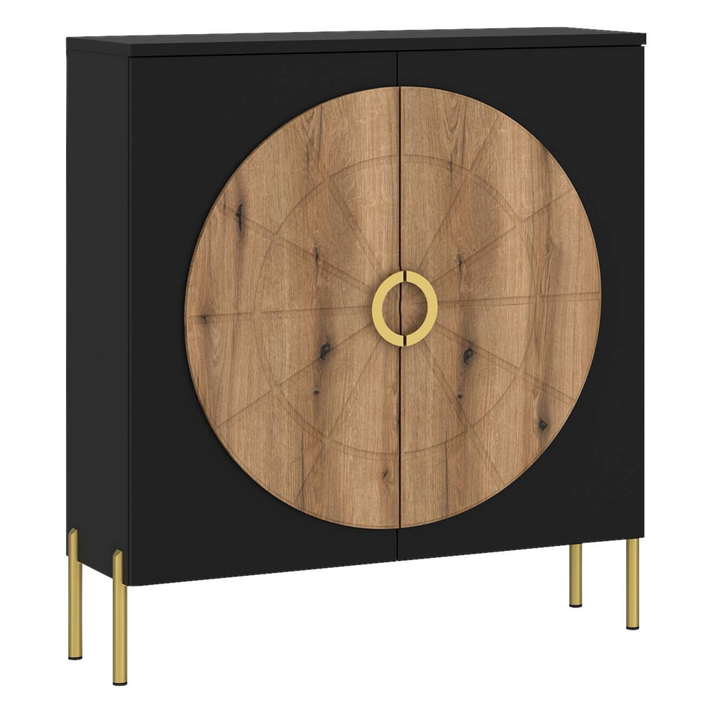 Kommode Hong Kong schwarz matt Eiche Evoke Oak Nachbildung B/H/T: ca. 100x113x38 cm