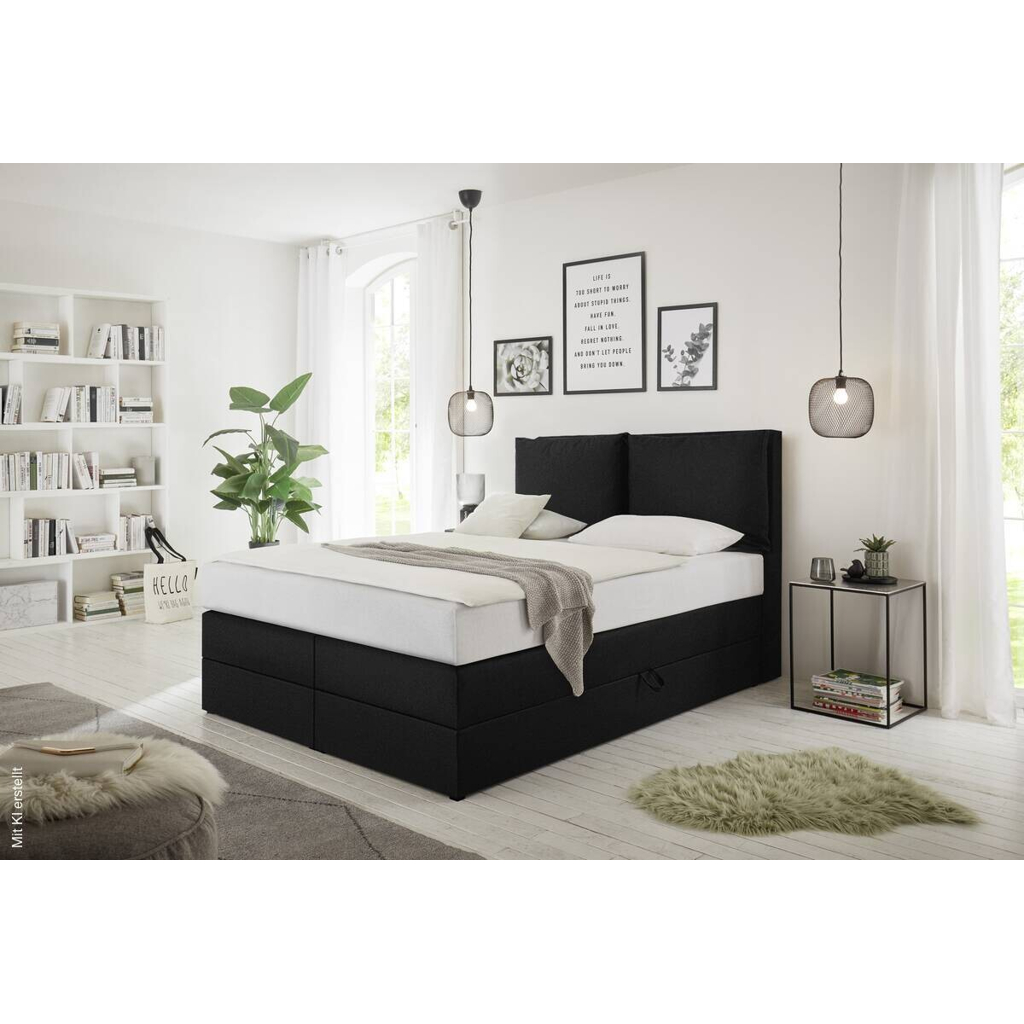 Boxspringbett Lissy schwarz Liegefläche B/L: ca. 140x200 cm