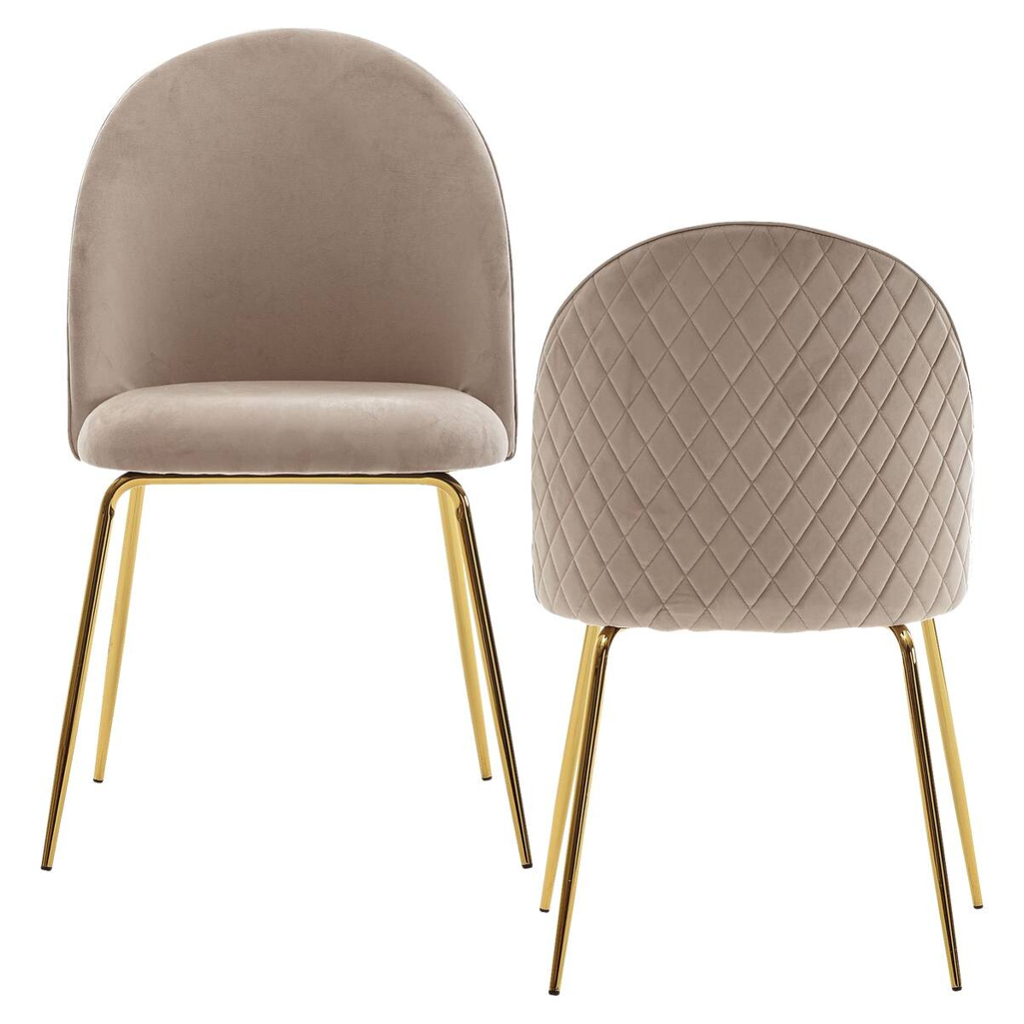 Stuhl beige gold Stoff Eisen B/H/T: ca. 53x86x50 cm