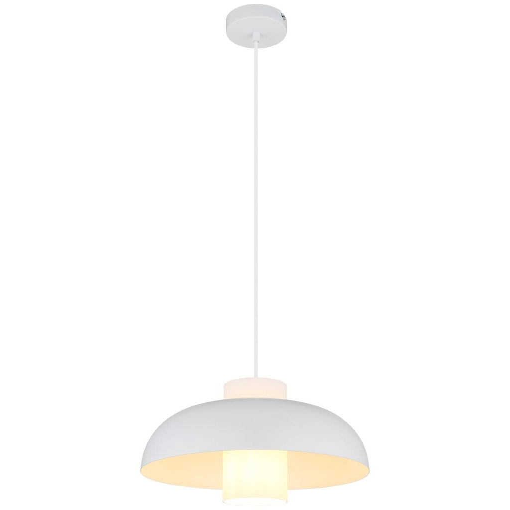 GLOBO Pendelleuchte LOWE weiß Metall H/D: ca. 120x38 cm E27 1 Brennstellen