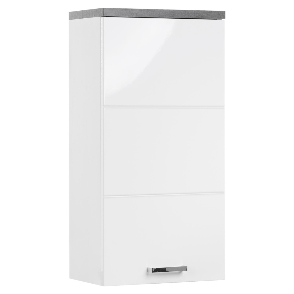 Badhängeschrank Praya Dark Concret weiß Hochglanz B/H/T: ca. 36x71x22 cm