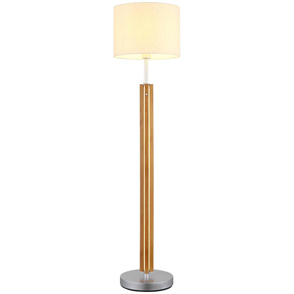 GLOBO Stehlampe TAUGUS 41730246 braun Opal natur Metall Textil H/D: ca. 145x35 cm 2 Brennstellen