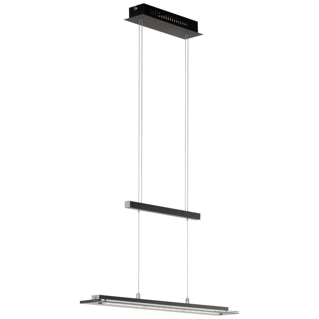 Fischer & Honsel LED-Pendelleuchte 60442 Rauch Chrom schwarz Glas Metall B/H/T: ca. 88x150x9 cm 1 Brennstellen