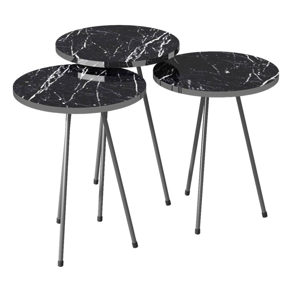 Beistelltisch 3er-Set. 21796177 schwarz Marmoroptik B/H/T: ca. 38x53,5x38 cm