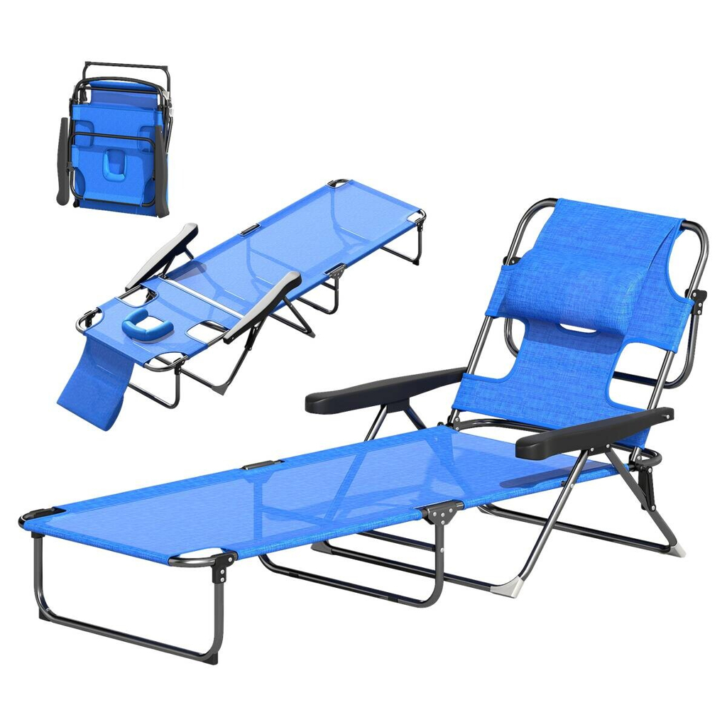 Outsunny Sonnenliege blau Stahl B/H/L: ca. 72x31x194 cm