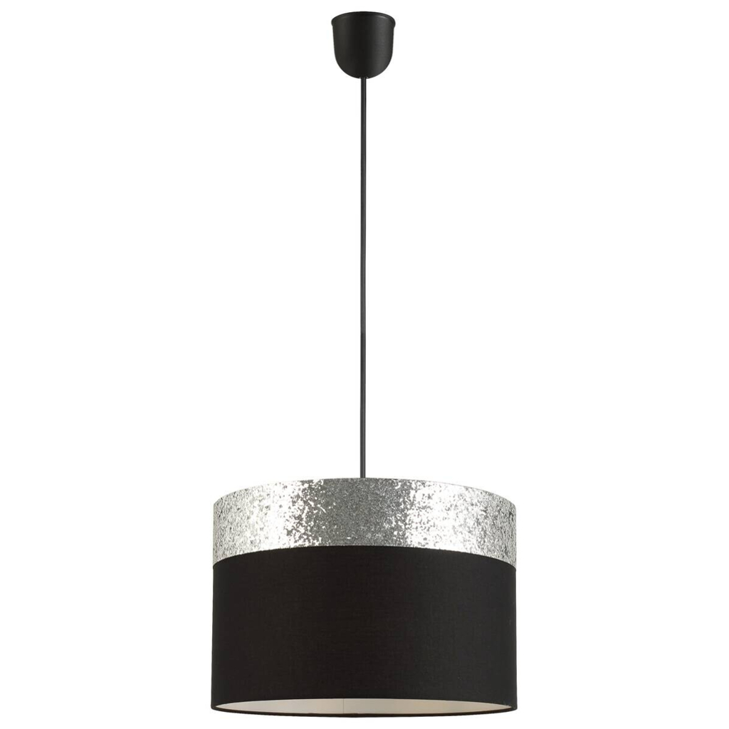 POCOline Pendelleuchte Romka schwarz silber Metall L/D: ca. 120×30 cm E27 1 Brennstellen