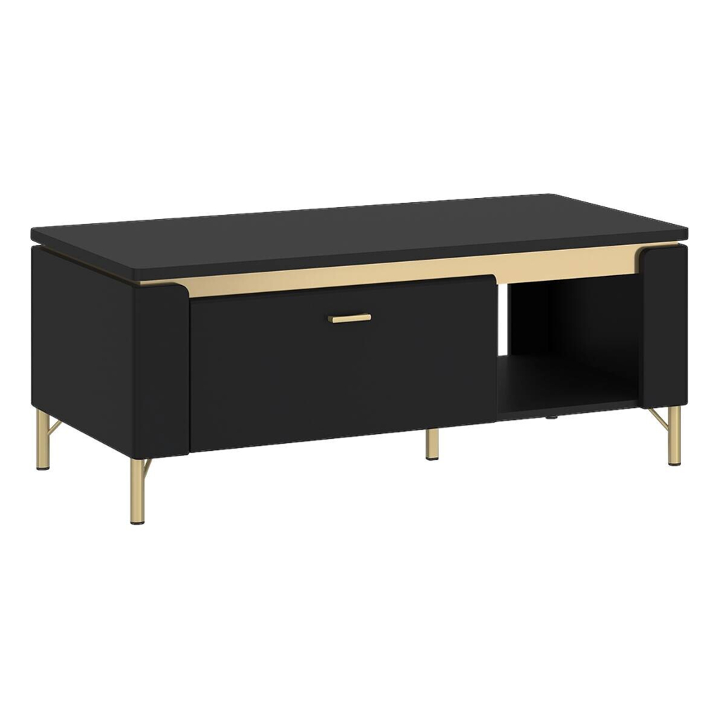 Couchtisch Norica schwarz matt gold Optik B/H/T: ca. 110x46x65 cm
