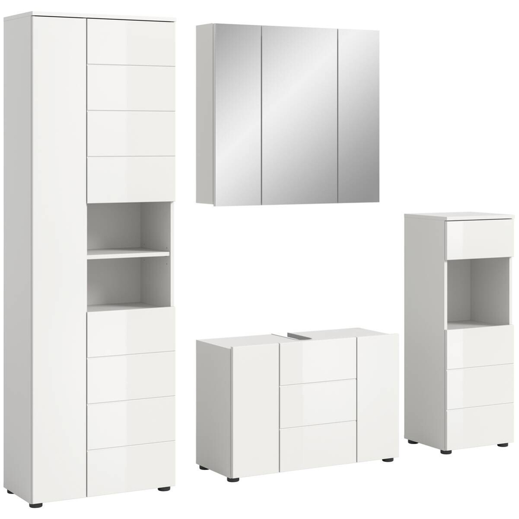 Badezimmer-Set VIRA weiß weiß Hochglanz B/H/T: ca. 210x190x34 cm