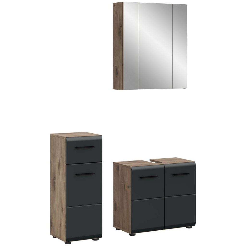 Badezimmer-Set Ice Nox Oak Nachbildung schwarz matt B/H/T: ca. 105x185x30 cm