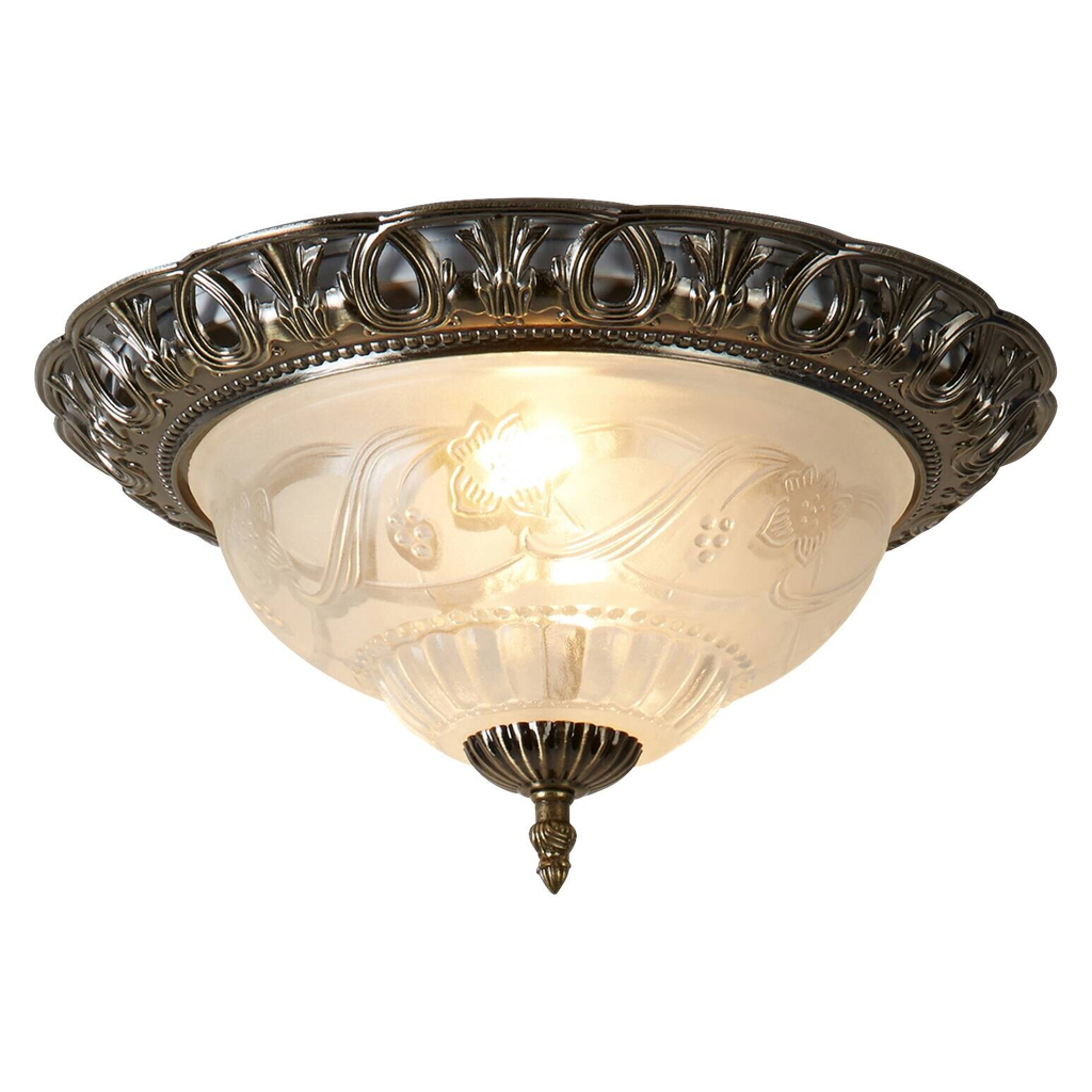 Searchlight Deckenleuchte Derby messing Stahl Glas B/H/L/D: ca. 33x17x33x33 cm E14 2 Brennstellen