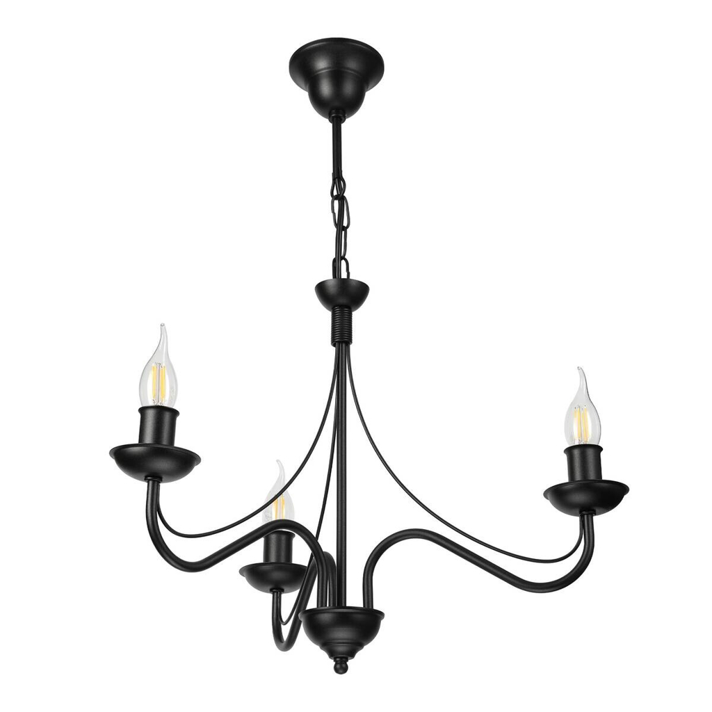 Lamkur Pendelleuchte schwarz Stahl B/H/L: ca. 53x71x53 cm E14 3 Brennstellen
