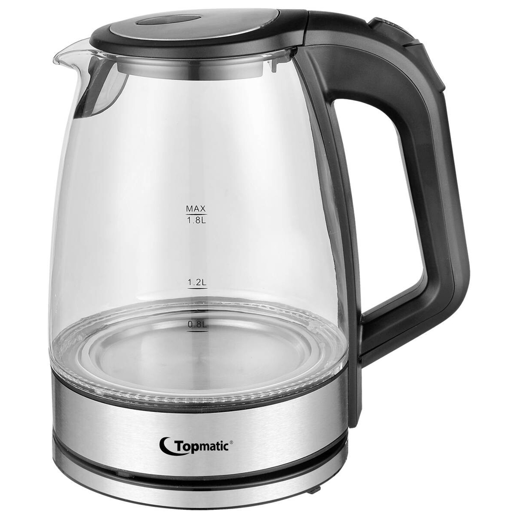 Topmatic Glas-Wasserkocher GWK-2200.9C schwarz Kunststoff ca. 1,8 l