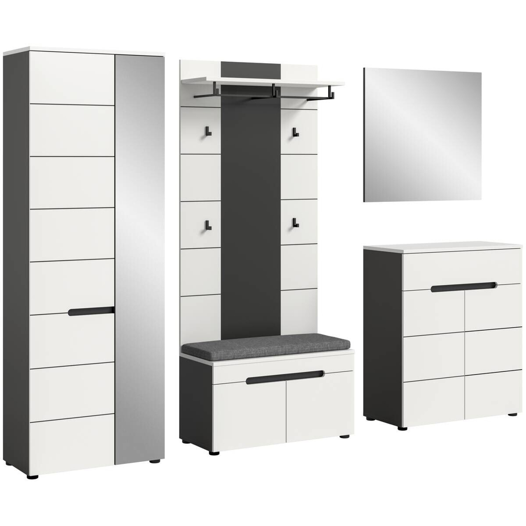 Garderobe Canu basaltgrau Nachbildung weiß B/H/T: ca. 255x190x37 cm