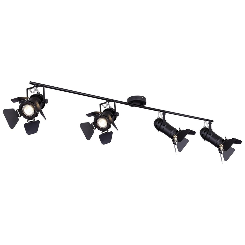 GLOBO Spotschiene Egon schwarz Metall B/H/L: ca. 16x27x111 cm GU10 4 Brennstellen