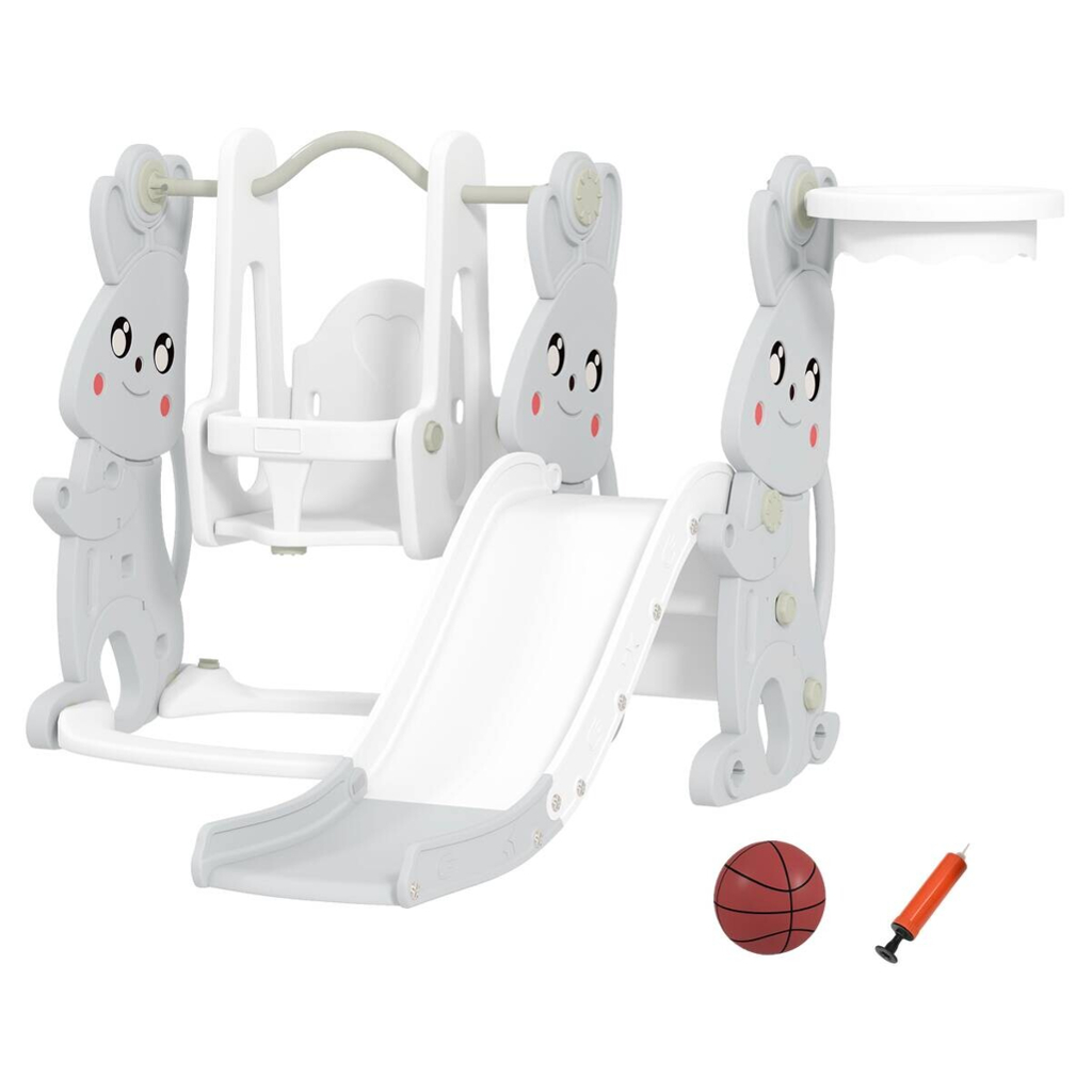 AIYAPLAY Kinderschaukel &amp; Kinderrutsche Set grau B/H/L: ca. 147,5x107x160 cm