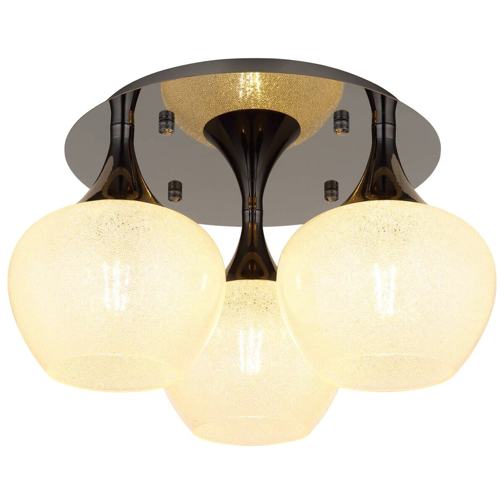 GLOBO Deckenleuchte MAXY 15548-3DK Chrom klar schwarz Acryl Metall H/D: ca. 27,5x45 cm E27 3 Brennstellen