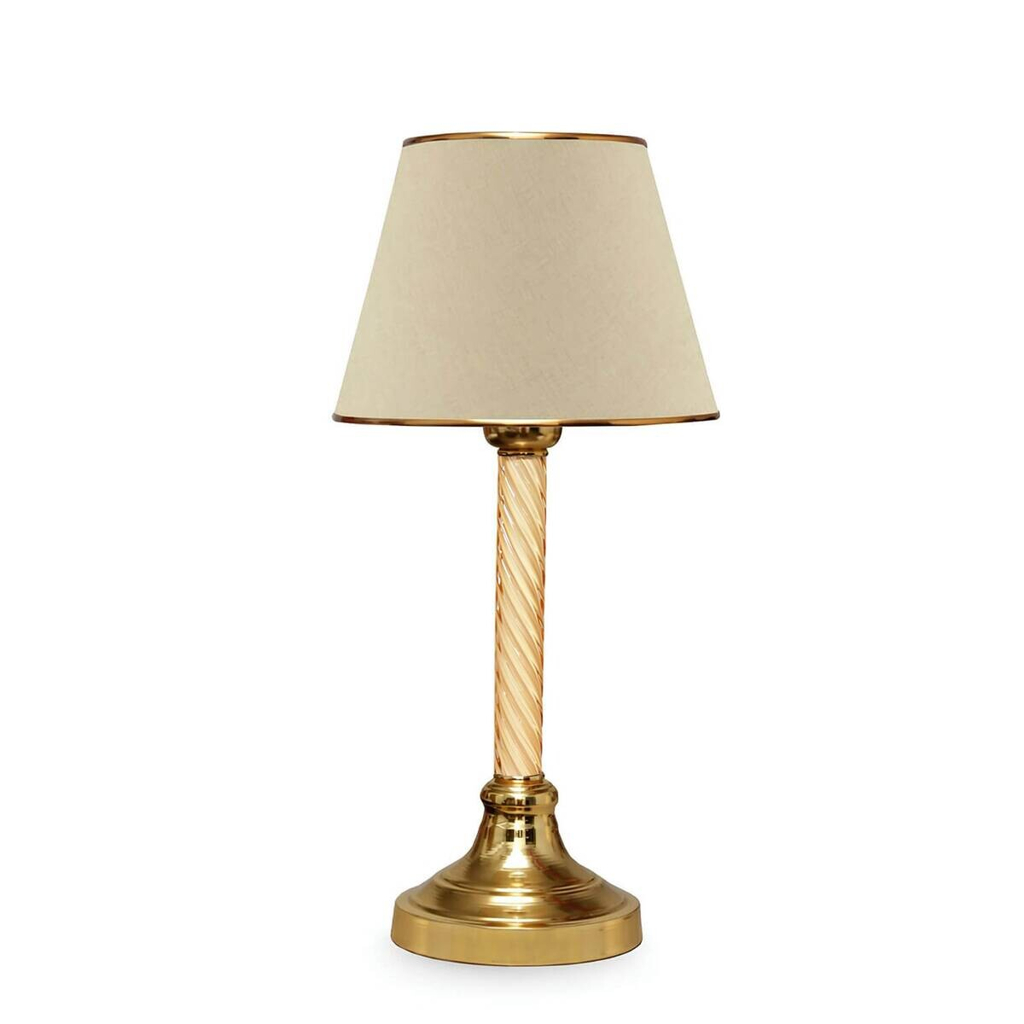 Opviq Tischleuchte beige gold Kunststoff Stoff B/H/L: ca. 22x45x22 cm E27 1 Brennstellen