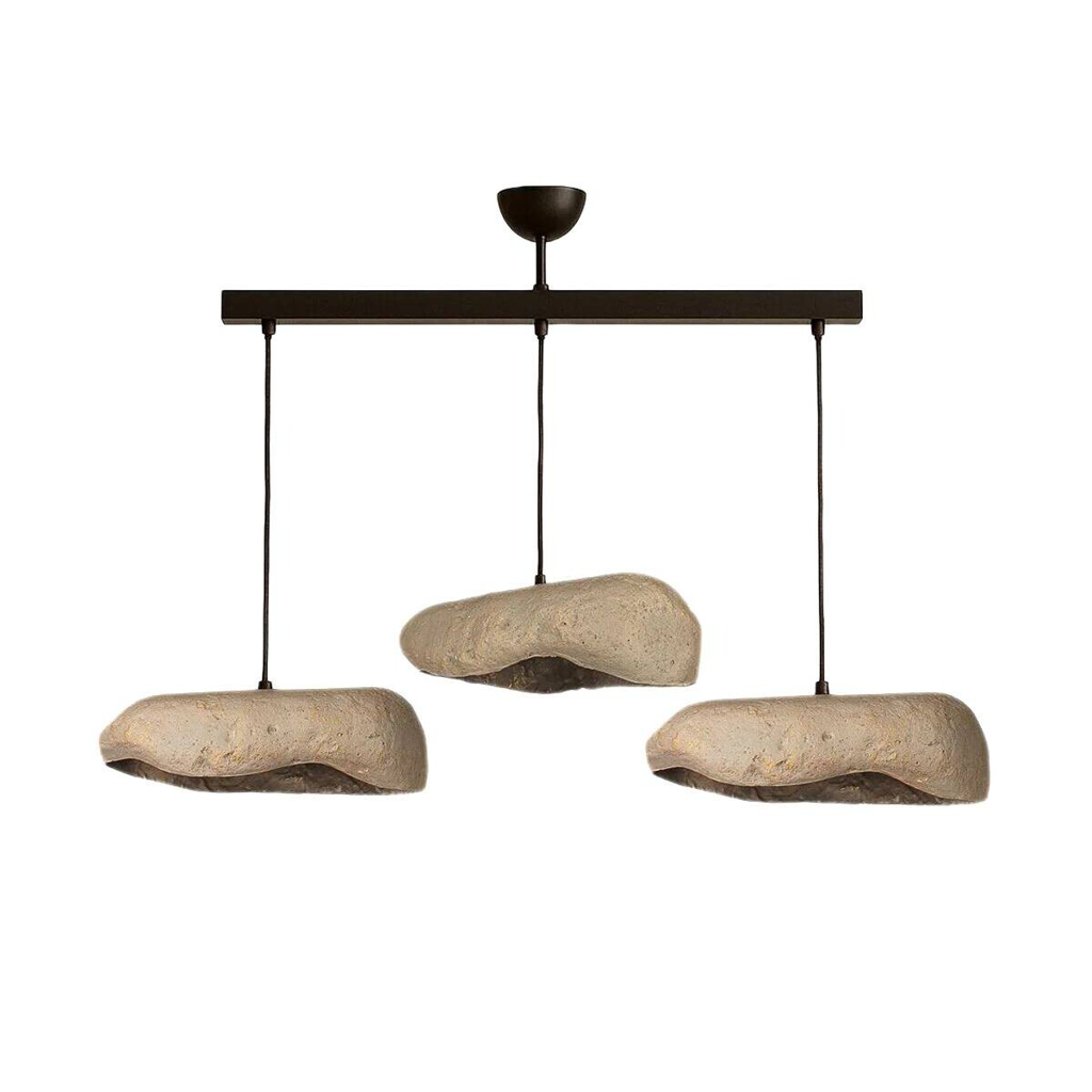 Opviq Pendelleuchte schwarz grau Beton Metall B/H/T/L/D: ca. 32x62x32x32x32 cm E27 3 Brennstellen