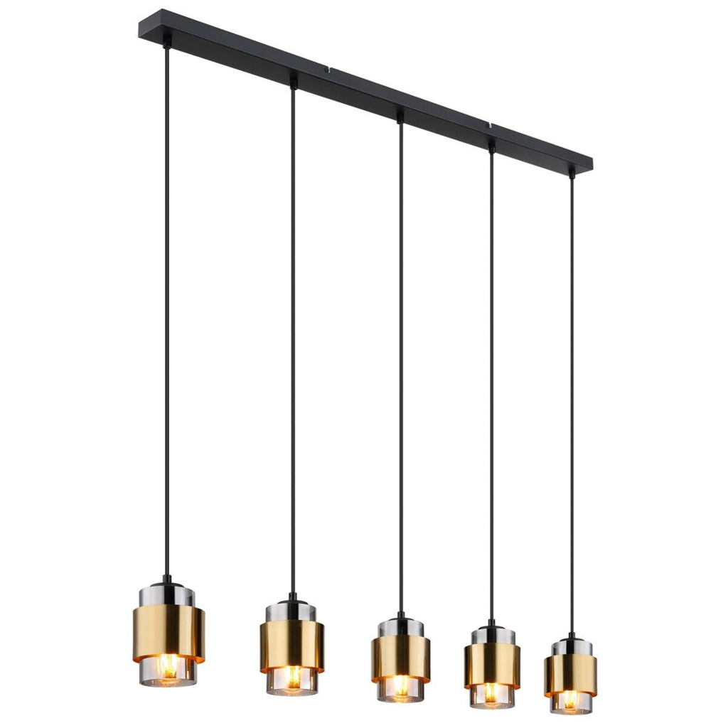 GLOBO Pendelleuchte messing schwarz Metall B/H/T: ca. 10x150x105 cm E27 5 Brennstellen