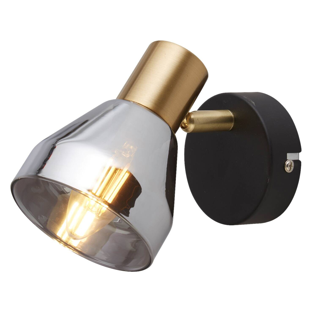 Searchlight Strahler Westminster schwarz messing Glas Stahl B/H/T: ca. 9x17x12 cm E14 1 Brennstellen
