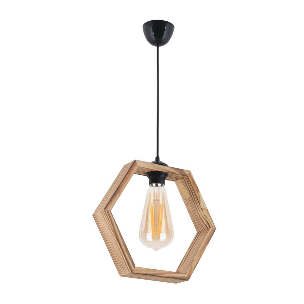 Opviq Pendelleuchte braun Holz B/H/T/L/D: ca. 30x70x30x30x30 cm E27 1 Brennstellen