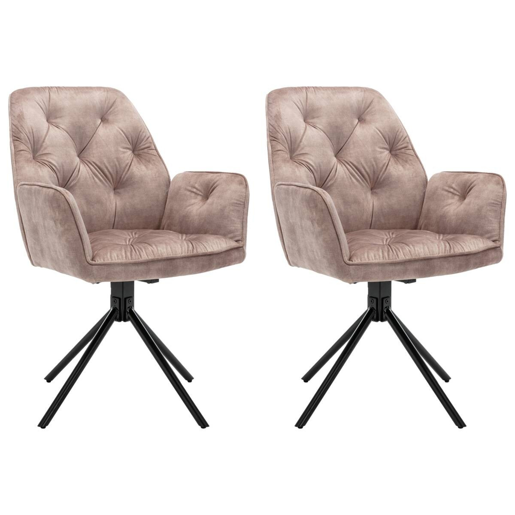 byLIVING Sessel SARINA  2er-Set beige Vintage Samt Metall B/H/T: ca. 59,5x89x62 cm