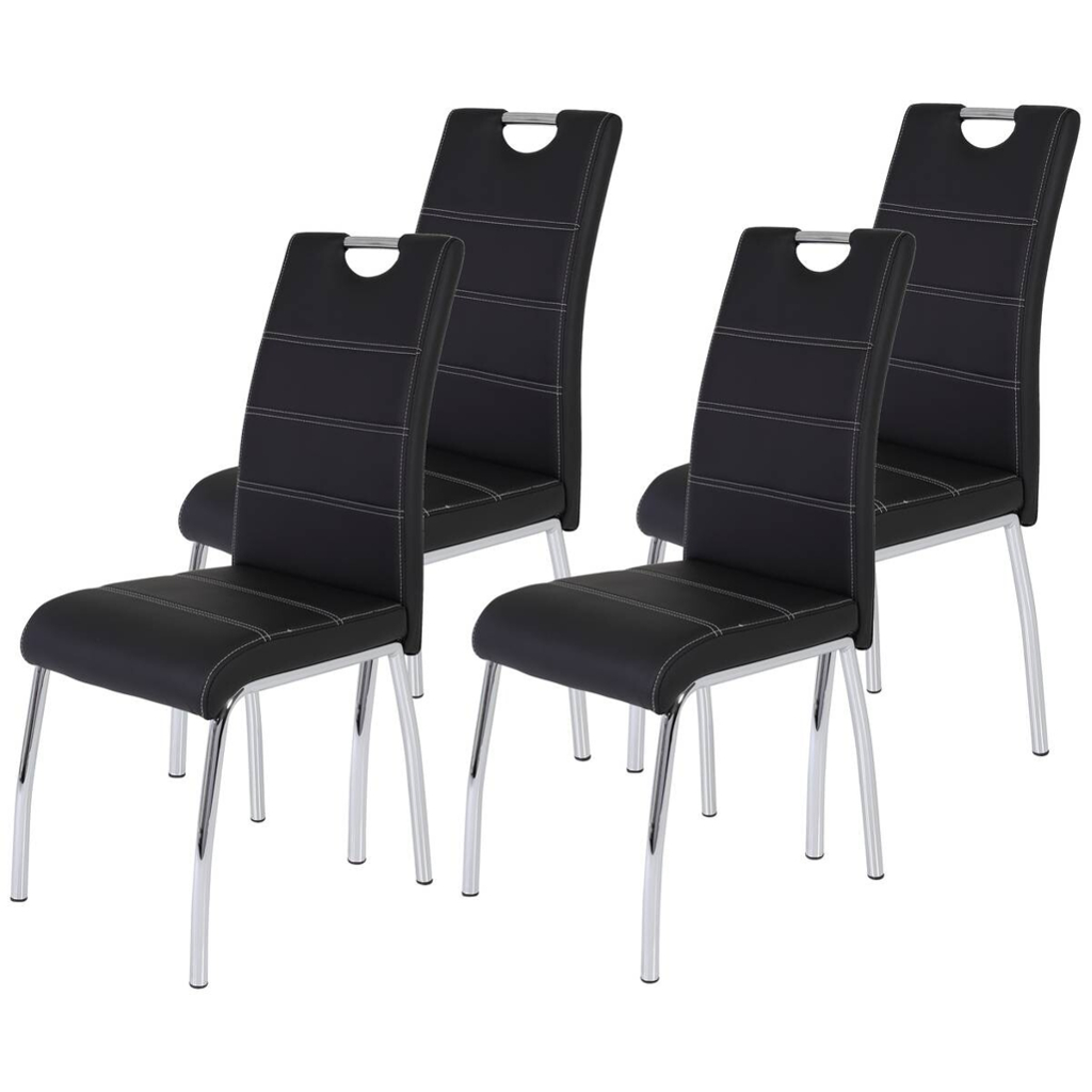 Stuhl Susi 4er Set schwarz Kunstleder B/H/T: ca. 44x98x61 cm