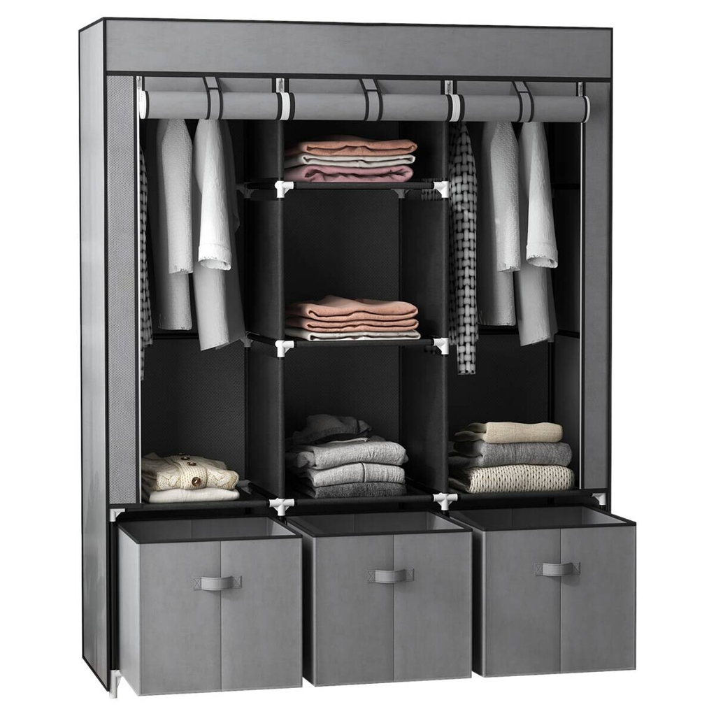 HOMCOM Kleiderschrank dunkelgrau Polypropylen B/H/L: ca. 43x125x162,5 cm