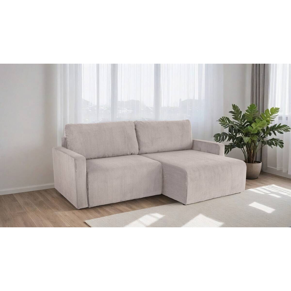 Ecksofa mit Bettfunktion und Bettkasten hellgrau Microfaser B/H/T: ca. 227x92x146 cm