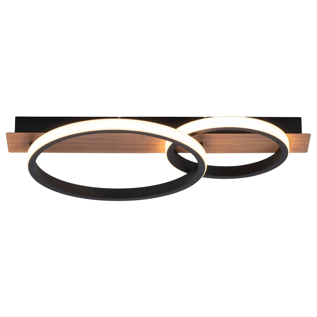 Just Light LED-Deckenleuchte TROOPER 15615-78 schwarz weiß natur Kunststoff Metall B/H/T: ca. 30x8x53 cm 1 Brennstellen