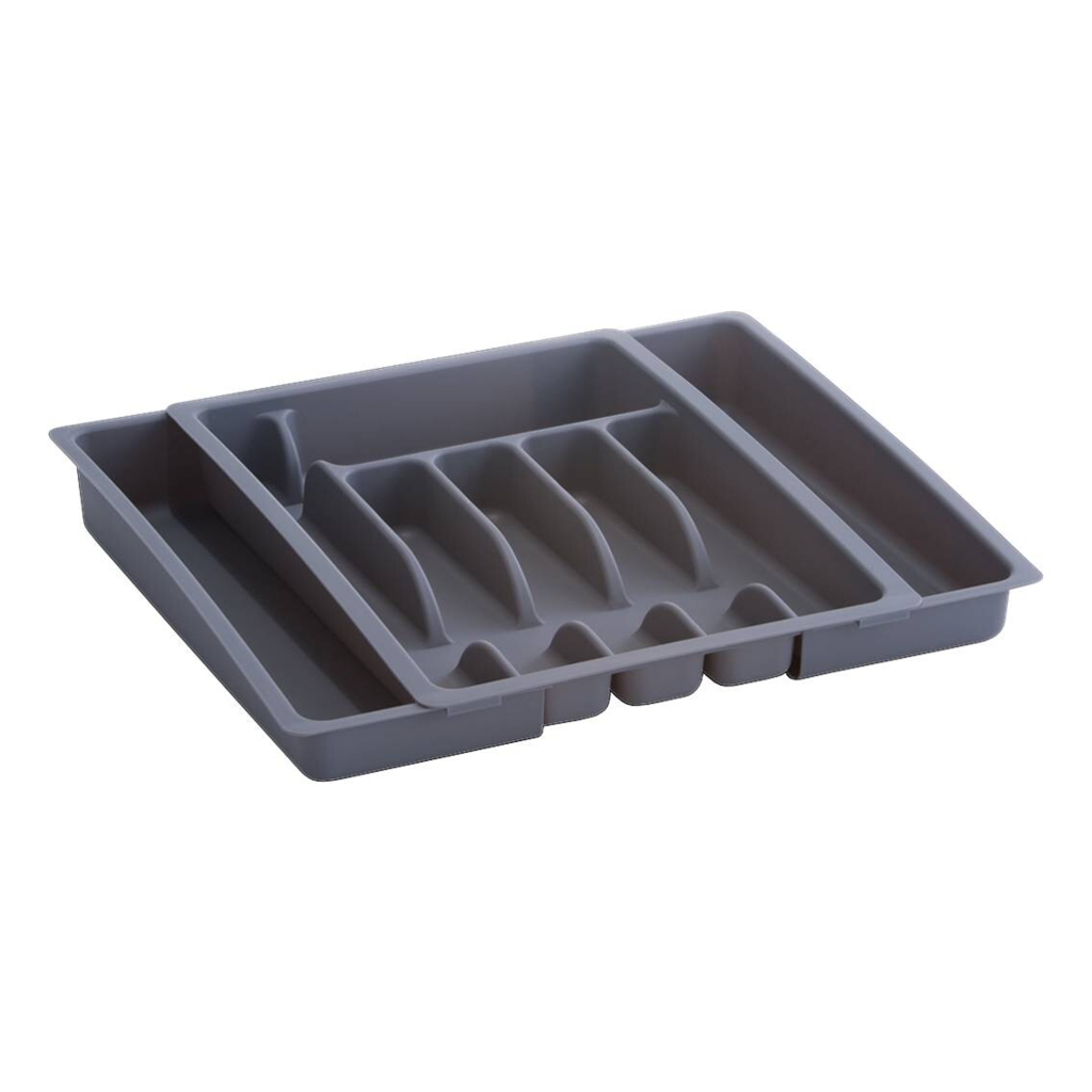 Zeller Besteckkasten ausziehbar grau B/H/L: ca. 38x7x48 cm