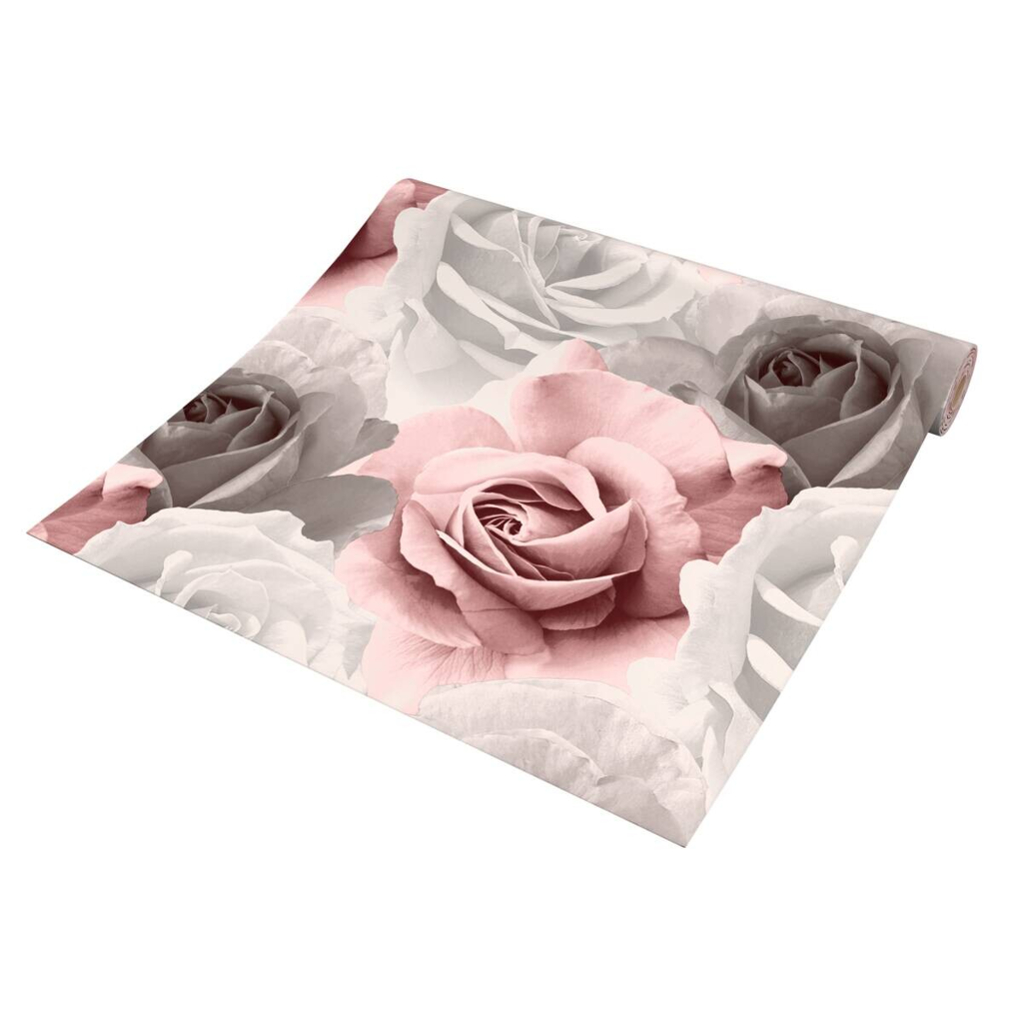 UGEPA Papiertapete Rosen rosa grau B/L: ca. 53x1005 cm