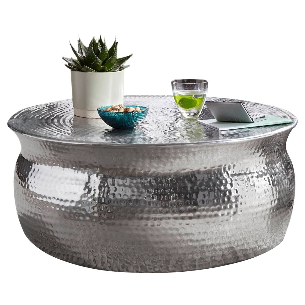 Couchtisch silber B/H/T: ca. 75x31x75 cm