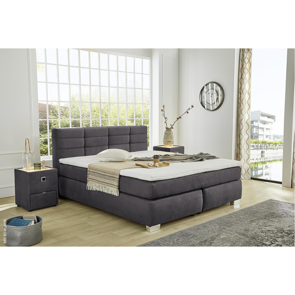 Boxspringbett dunkelgrau Liegefläche B/L: ca. 180x200 cm