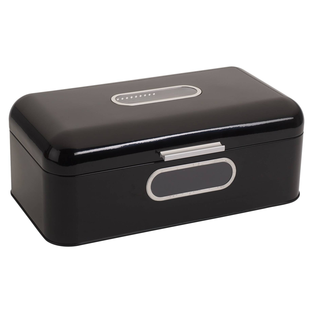 ECHTWERK Brotkasten Retro schwarz Metall B/H/L: ca. 23,8x17x42,5 cm