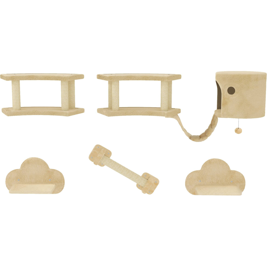 PawHut Katzen Kletterwand Set beige Spanplatte B/H/L: ca. 34x28x133 cm