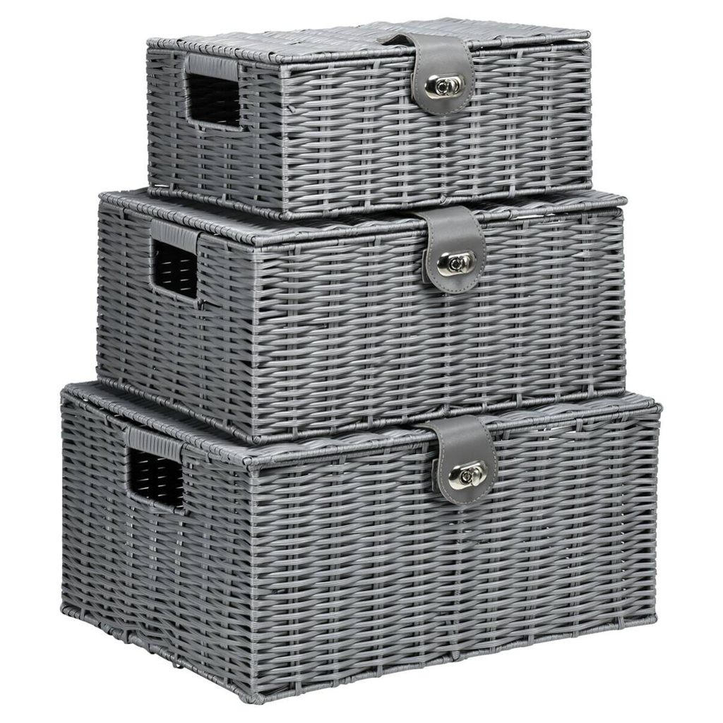 HOMCOM Aufbewahrungskorb grau Metall B/H/L: ca. 28,5x35,5x18 cm