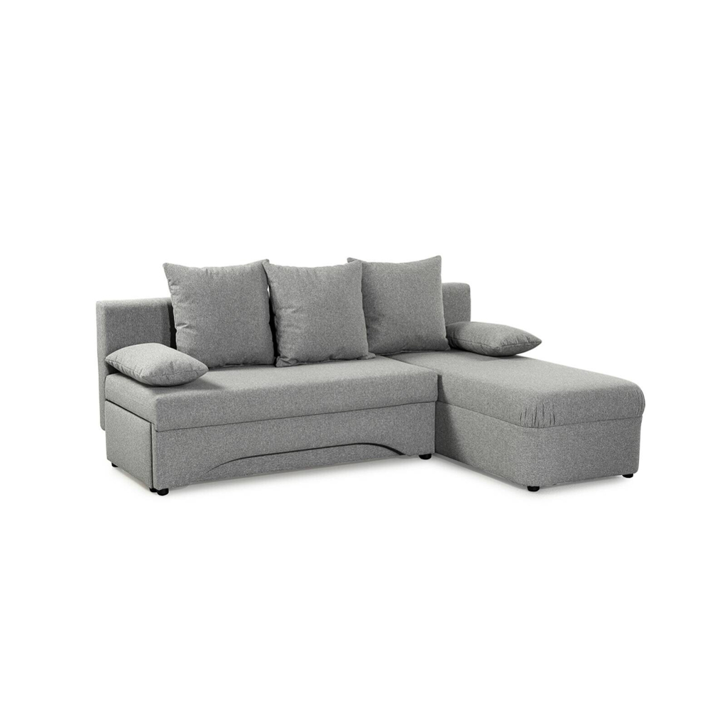 Ecksofa mit Bettfunktion und Bettkasten hellgrau Feinstruktur B/H/T: ca. 191x70x142 cm