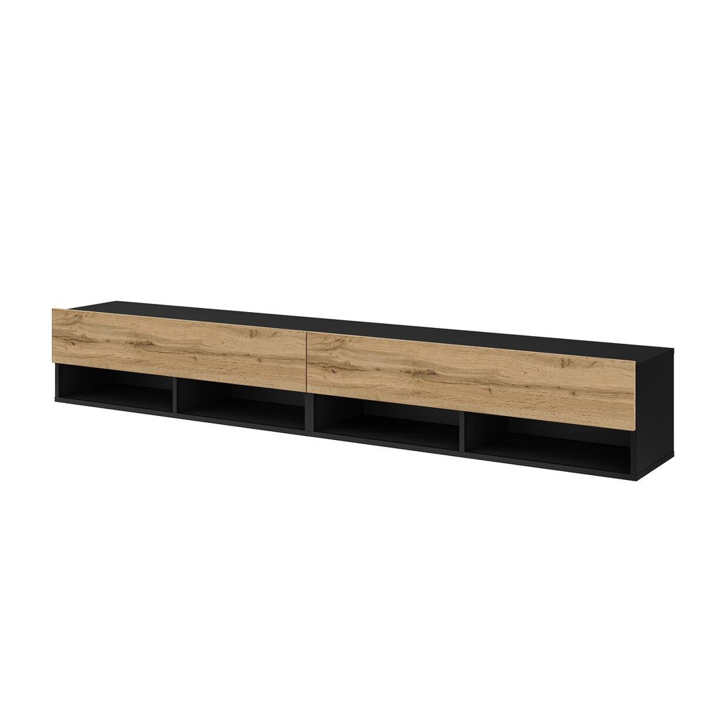 TV-Lowboard TV LOWBOARD DERBY 280 schwarz Eiche Wotan Nachbildung B/H/T: ca. 280x32,5x31,5 cm