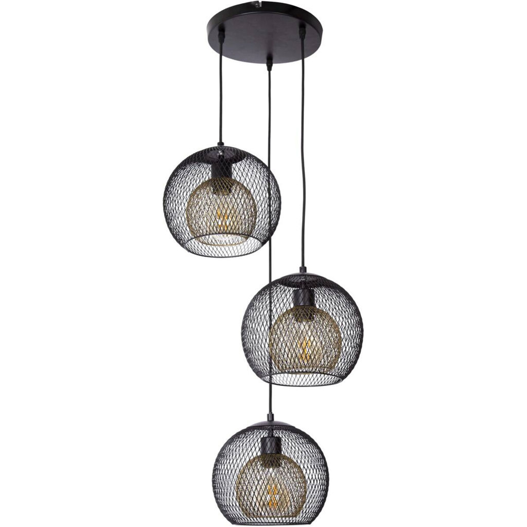 GLOBO Pendelleuchte SELINA 30260308X schwarz Metall H/D: ca. 150x44 cm E27 3 Brennstellen