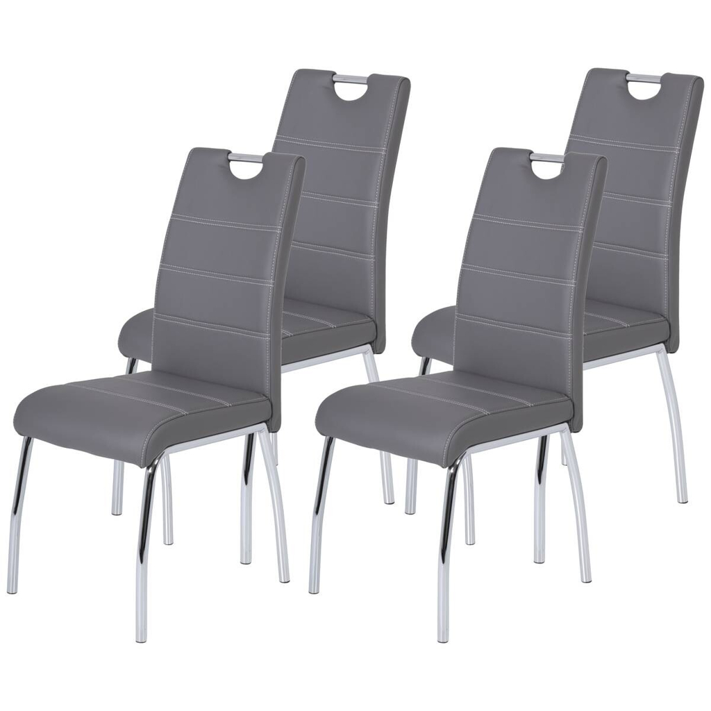 Stuhl Susi 4er Set grau Kunstleder B/H/T: ca. 44x98x61 cm