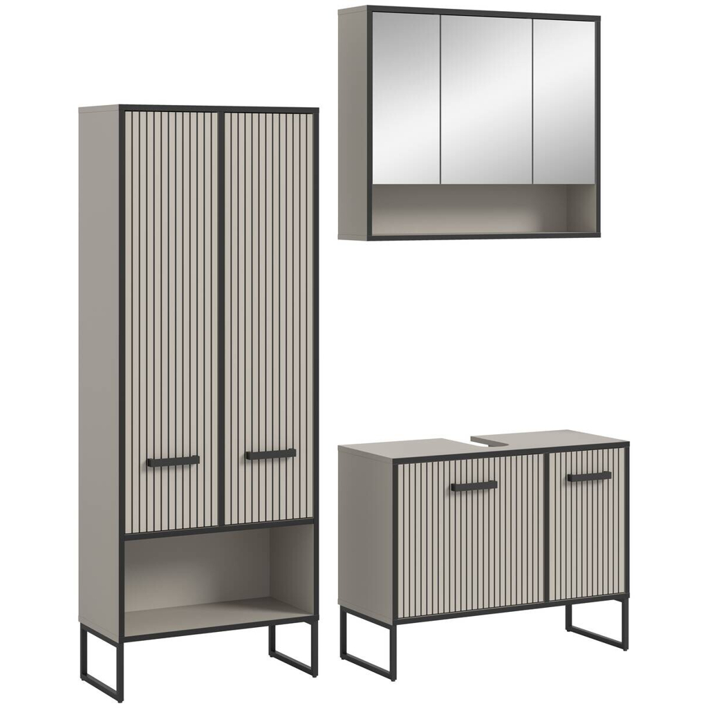 Badezimmer-Set BAGNO schwarz Kaschmirgrau Nachbildung B/H/T: ca. 154x192x36 cm