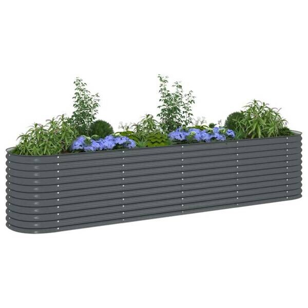 Garten-Hochbeet grau Stahl B/H/L: ca. 80x81x400 cm