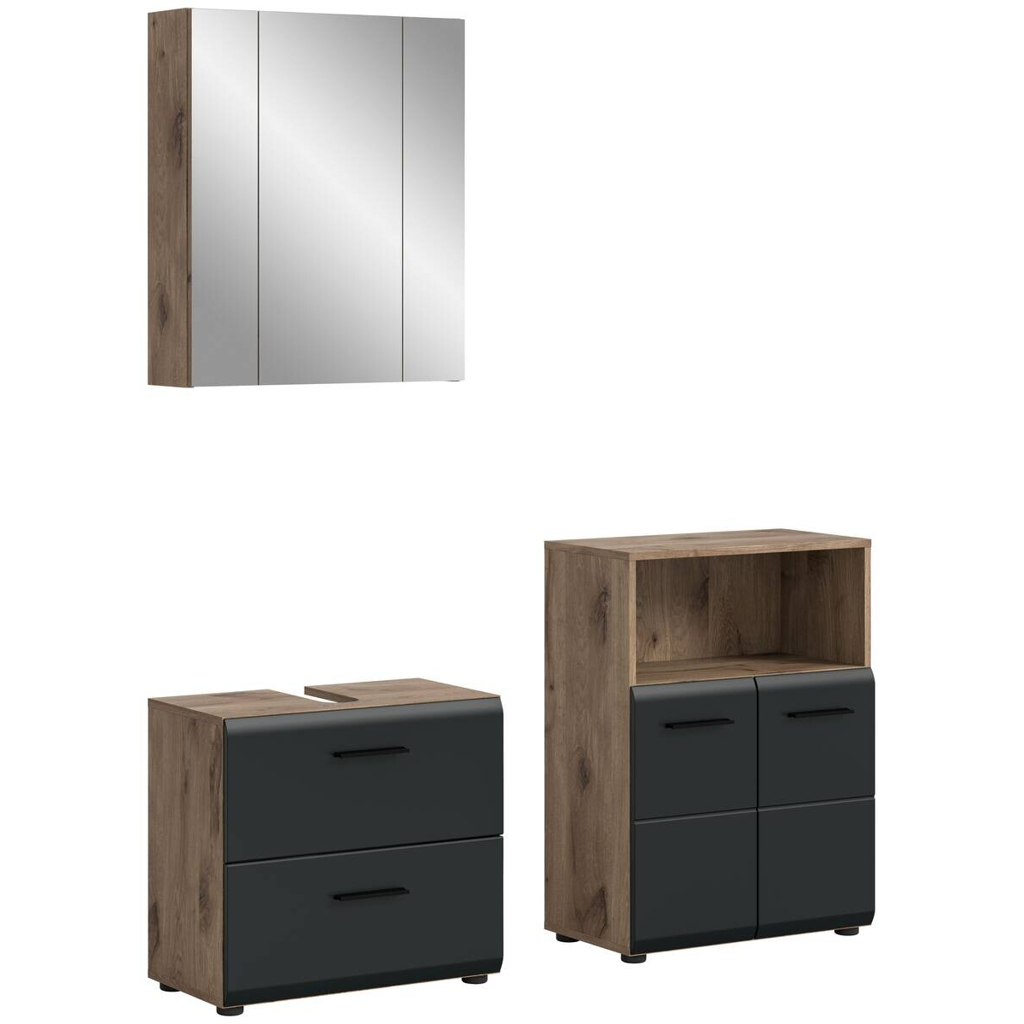 Badezimmer-Set Ice Nox Oak Nachbildung schwarz matt B/H/T: ca. 135x185x30 cm