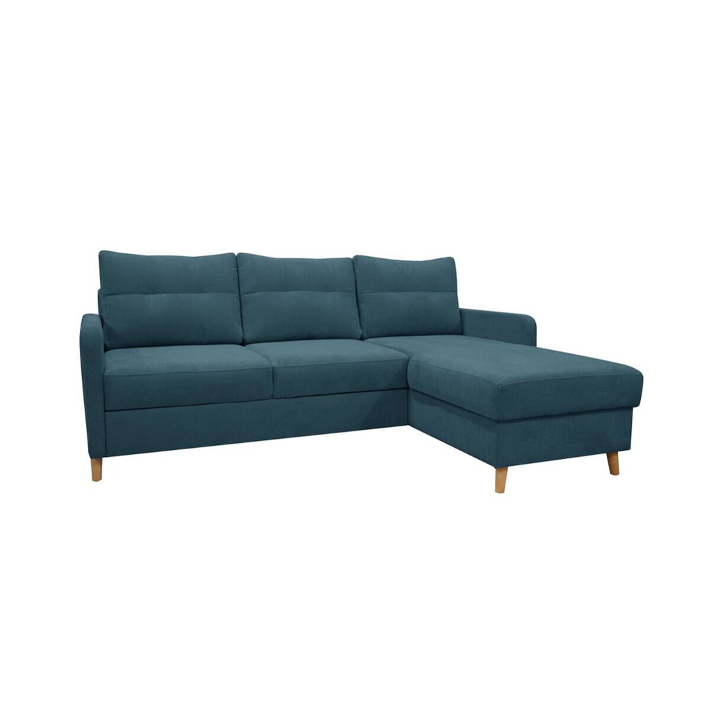 Ecksofa mit Bettfunktion und Bettkasten petrol Webstoff B/H/T: ca. 217x93x159 cm