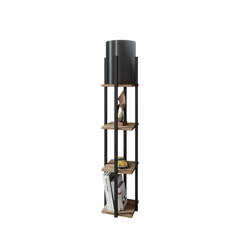 Opviq Stehlampe schwarz natur Spanplatte MDF B/H/T/L/D: ca. 21x135x21x21x21 cm E27 1 Brennstellen