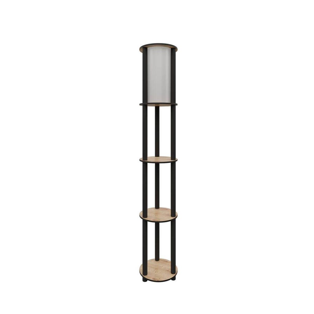 Opviq Stehlampe nussbaum MDF PVC B/H/T/L/D: ca. 17x150x17x17x17 cm E27 1 Brennstellen